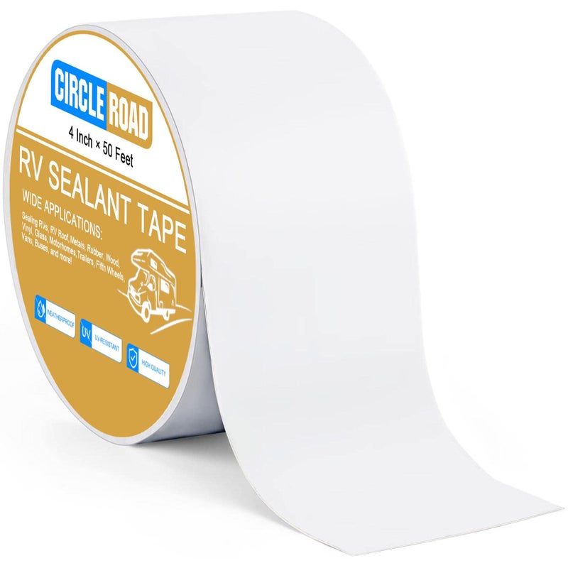 RV Roof Tape White 4 Inch X 50 Feet RV Repair Sealant Tape Stop Camper Roof Leaks UVResistant Weatherproof and Reliable for Camper Trailer Boat 4In50FT