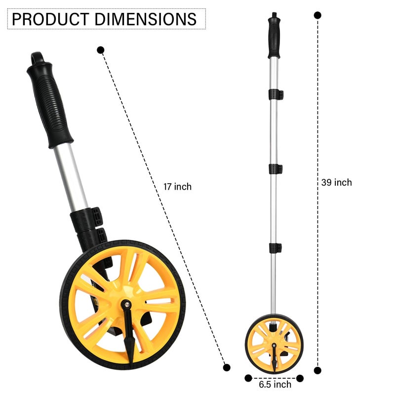 Deli DL330060 150mm Mechanical Distance Measuring Wheel Mechanical Non Slip Wheels High Traction ABS Tire and 2 Stage Aluminum Soft Grip Handle For Surveyor Builders Workers (1Pc) - Image 2