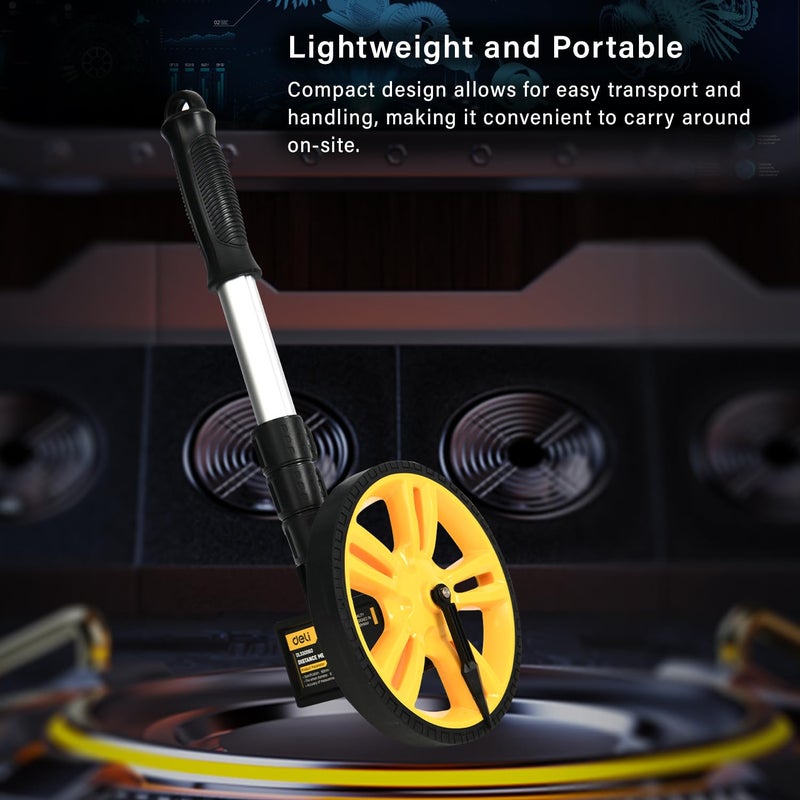 Deli DL330060 150mm Mechanical Distance Measuring Wheel Mechanical Non Slip Wheels High Traction ABS Tire and 2 Stage Aluminum Soft Grip Handle For Surveyor Builders Workers (1Pc) - Image 3