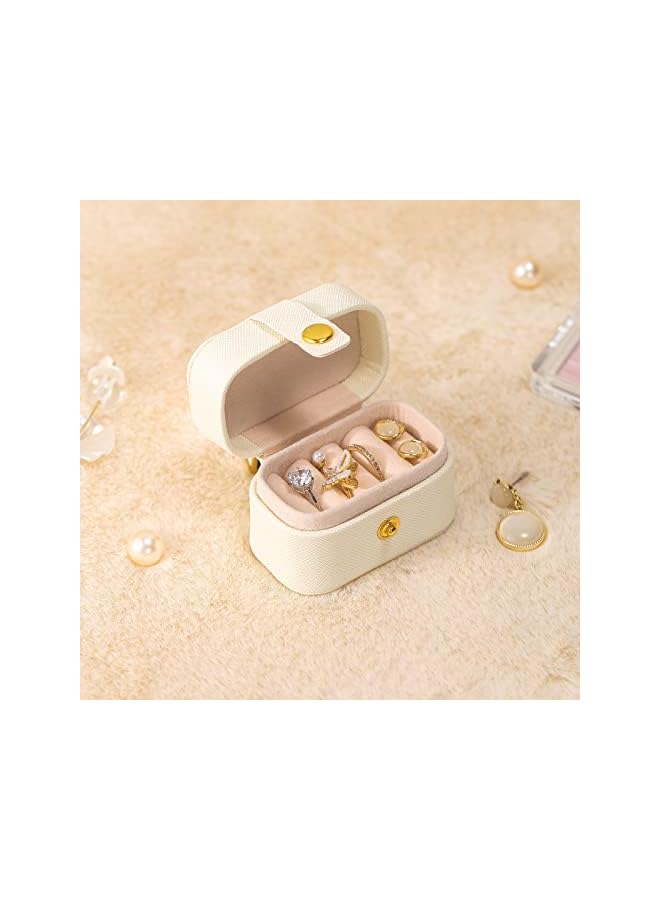 The Bros Small Jewelry Ring Box Travel Jewelry Ring Storage Case for Earrings Rings Organizer, White  - Image 5