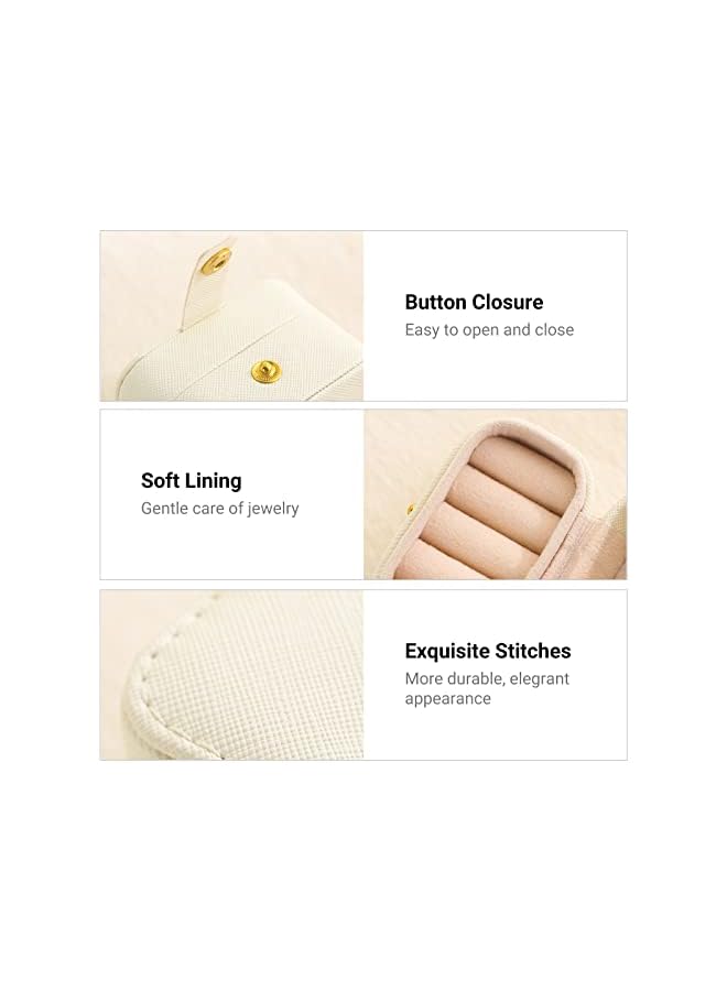 The Bros Small Jewelry Ring Box Travel Jewelry Ring Storage Case for Earrings Rings Organizer, White  - Image 4