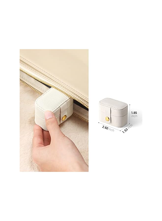 The Bros Small Jewelry Ring Box Travel Jewelry Ring Storage Case for Earrings Rings Organizer, White  - Image 2