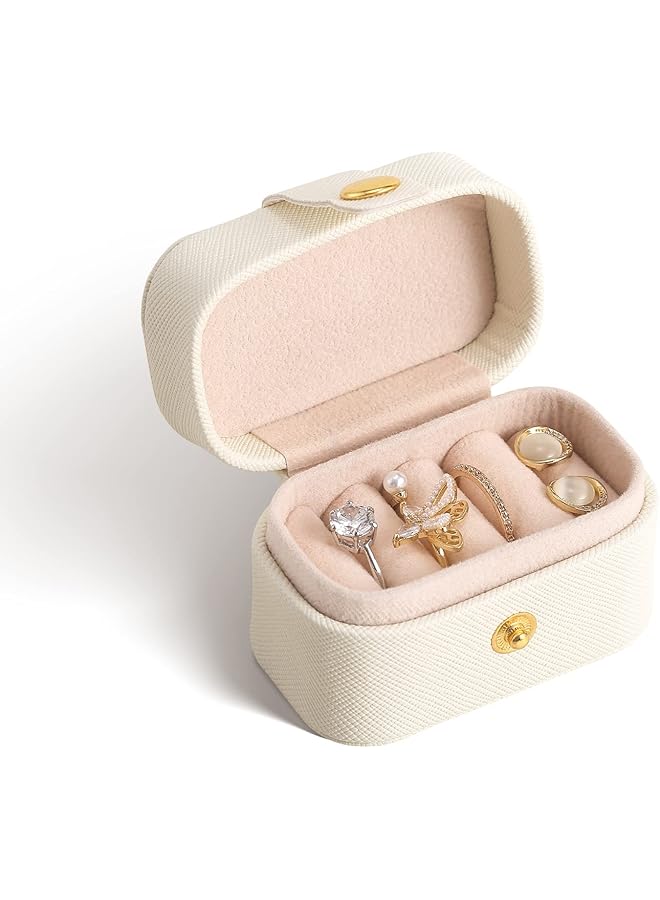 The Bros Small Jewelry Ring Box Travel Jewelry Ring Storage Case for Earrings Rings Organizer, White  - Image 1