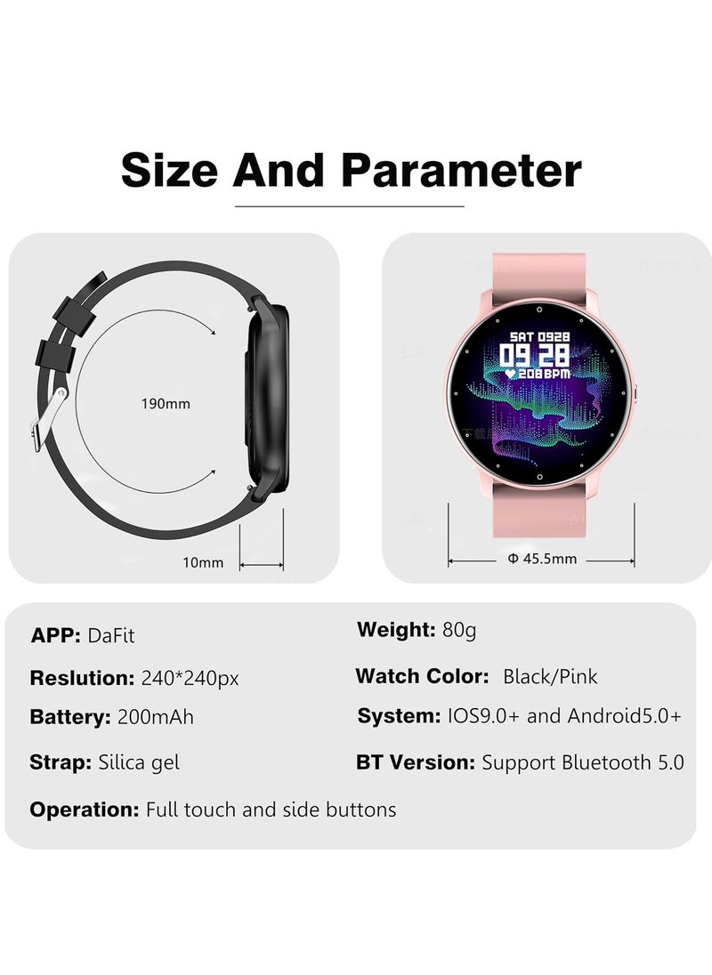 ZL02D Smart Watch, 1.28 Inch Touch Screen Fitness Tracker with Message Reminder, Blood Oxygen, Heart Rate Monitor, Sleep Analysis, Sports Modes for Android iOS