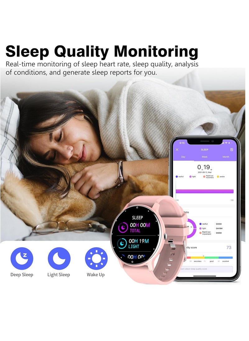 ZL02D Smart Watch, 1.28 Inch Touch Screen Fitness Tracker with Message Reminder, Blood Oxygen, Heart Rate Monitor, Sleep Analysis, Sports Modes for Android iOS