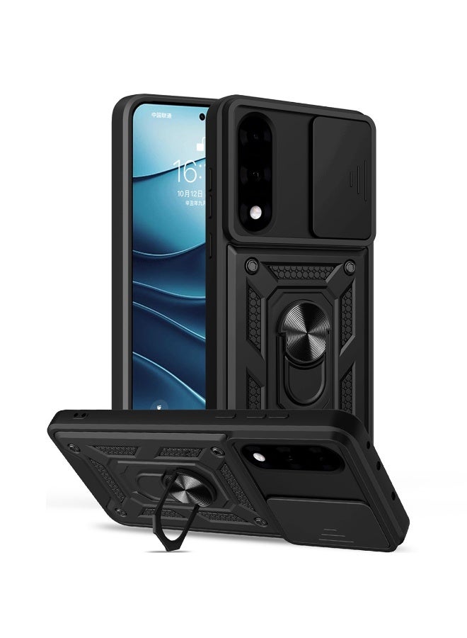 SanHu for OnePlus Nord 5 5G Case Cover, Slide Camera Lens Cover, Magnetic Ring Holder Kickstand Protective Phone Case for OnePlus Nord 5 5G, Black - Image 1