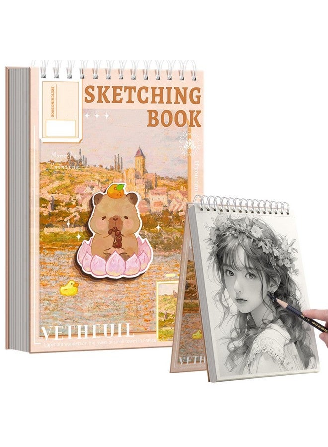 FunBlast Sketching Book for Artist, A3 Thickened Sketchpad for Artist, Students Hand-Painted Colored Lead Picture Album Sketch Book for Painting, Drawing, Art & Craft Work (Capybara, A3) - Image 1