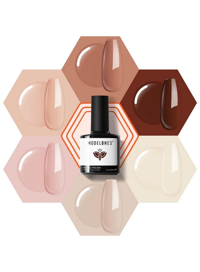 Modelones Nude Gel Nail Polish Set -6 Colors Neutral Milky White Pink Brown Gel Polish Kit Skin Tones Soak Off Gel Nail Kit Manicure DIY at Home Nail Art Salon Gift - Image 1