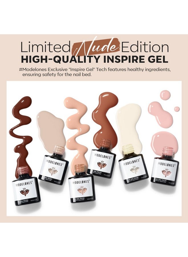 Modelones Nude Gel Nail Polish Set -6 Colors Neutral Milky White Pink Brown Gel Polish Kit Skin Tones Soak Off Gel Nail Kit Manicure DIY at Home Nail Art Salon Gift - Image 2