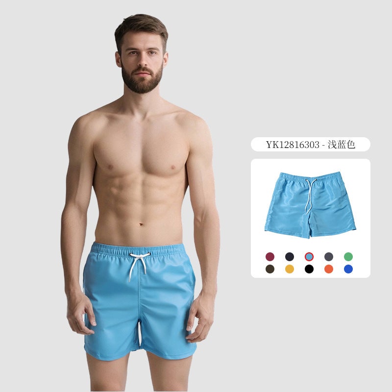 Men''s Peach Skin Velvet Solid Color Four-Point Size Loose Lined Summer Swimming Surfing Seaside Vacation Beach Pants Wholesale - Image 1