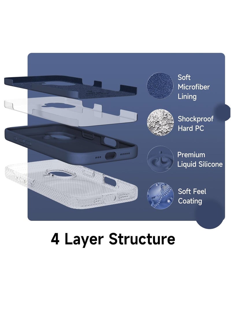 ELTRAZONE Case Compatible with iPhone 16 Plus – Liquid Soft Silicone Shockproof Cover with Microfiber Lining – Full Body Protection & Camera Guard – 6.7-inch (Navy Blue, iP 16 Plus) - Image 5