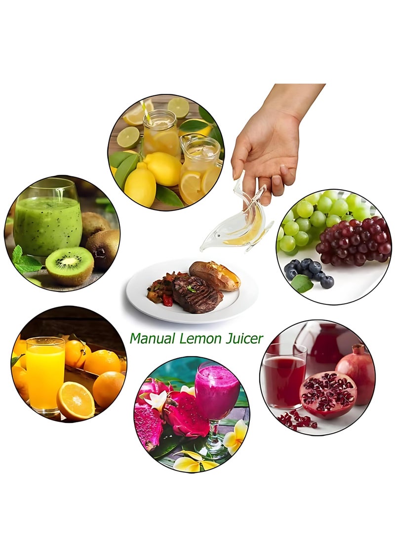 عصّارة ليمون يدوية أكريليك عدد 2 – تصميم شفاف على شكل طائر لعصر الحمضيات، سهلة الحمل ومثالية لعصر الليمون والبرتقال والرمان في المطبخ أو المنزل أو المقاهي - Image 5