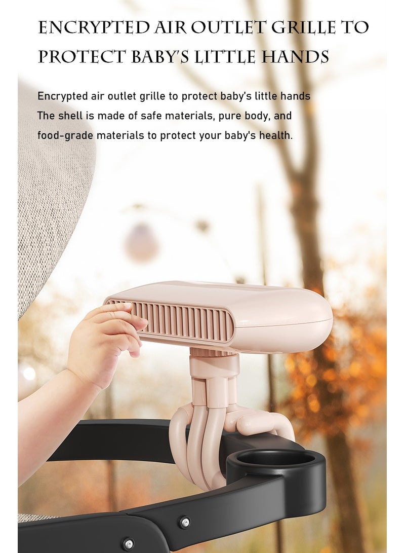 Pretocter Variable stand fan Handy Fan Stroller Fan Bladeless Fan Octopus Bladeless Fan Removable Bracket Silent USB Rechargeable Fan for Baby Stroller/Office/or Outdoors - Image 3