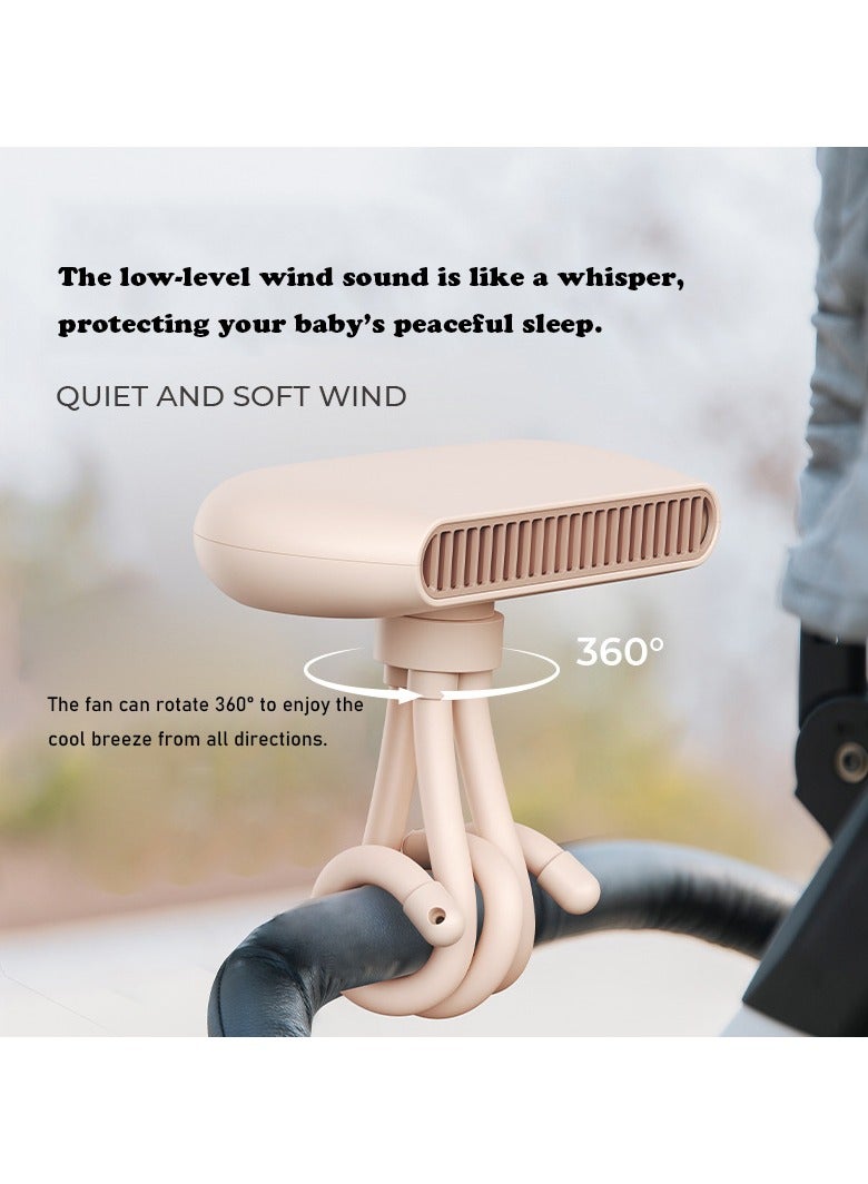 Pretocter Variable stand fan Handy Fan Stroller Fan Bladeless Fan Octopus Bladeless Fan Removable Bracket Silent USB Rechargeable Fan for Baby Stroller/Office/or Outdoors - Image 4
