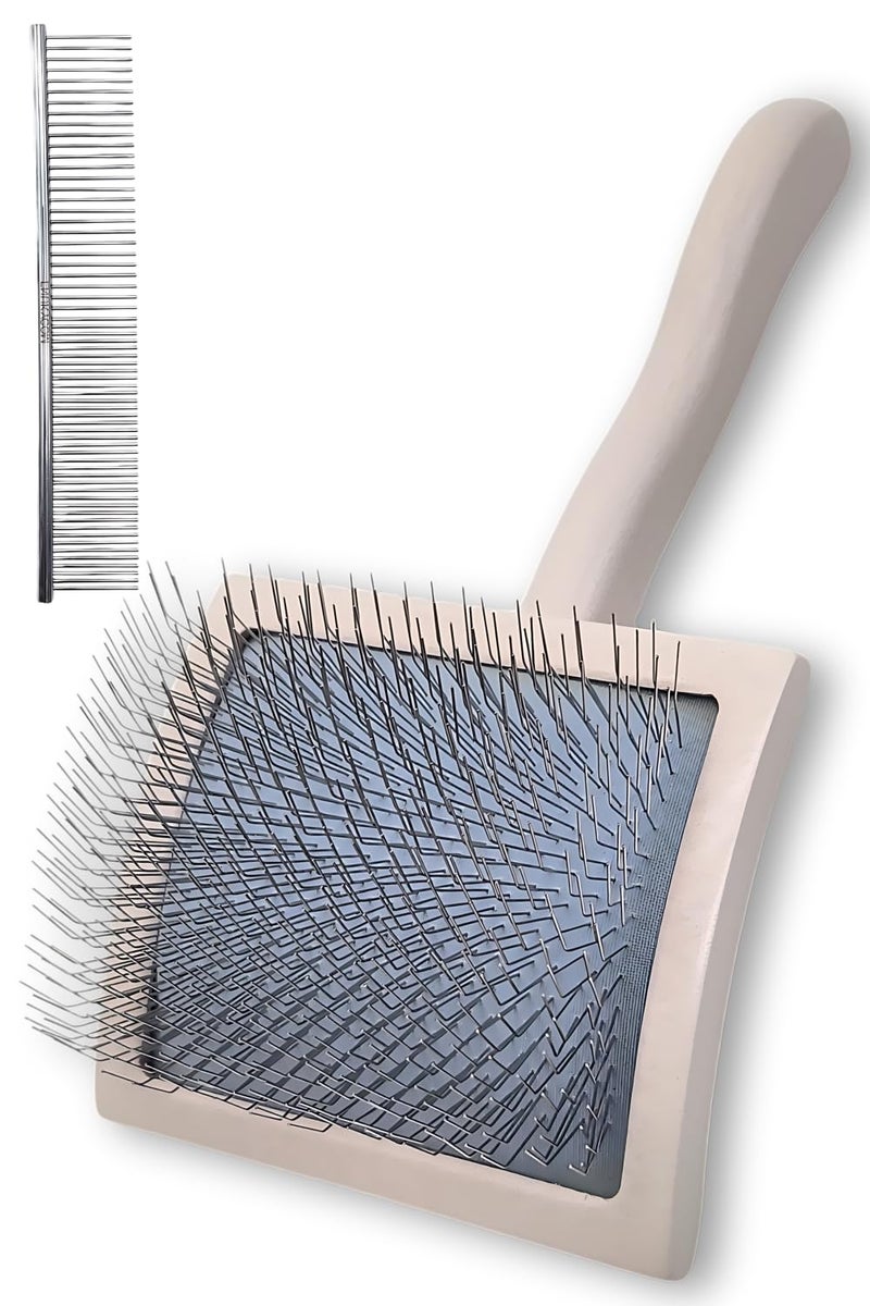 ENUKYCOM Specialized Grooming Tool for Great Pyrenees and Doodles (Goldendoodles, Poodles & Labradoodles) - Dog Slicker Brush & Comb Kit: Work Through Dense and Long Coats, for Both Matted Hair and Shedding - Image 1