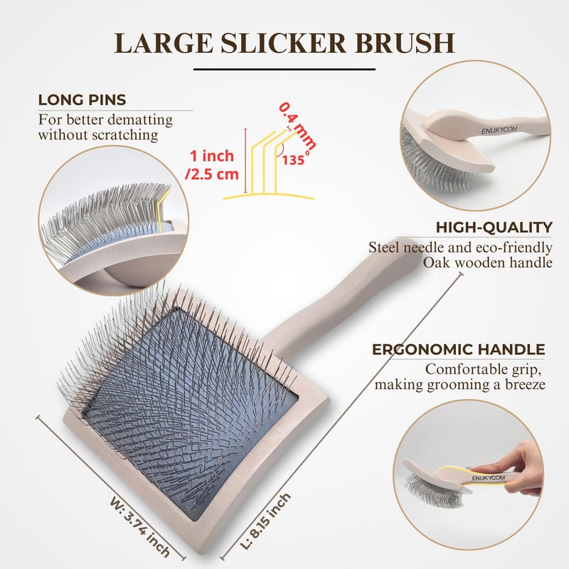 ENUKYCOM Specialized Grooming Tool for Great Pyrenees and Doodles (Goldendoodles, Poodles & Labradoodles) - Dog Slicker Brush & Comb Kit: Work Through Dense and Long Coats, for Both Matted Hair and Shedding - Image 3