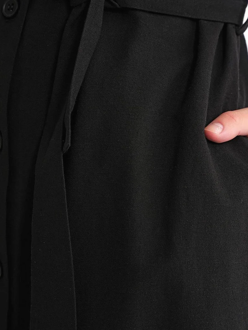 MixRay Black Mixray Belted Shirt Dress for Women | Best Price UAE