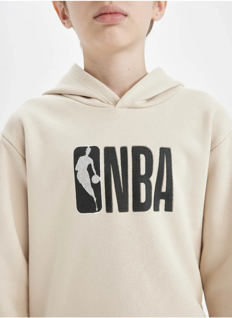 ديفاكتو Ecru Nba Current Teams Regular Fit Crew Neck Thick Sweatshirt