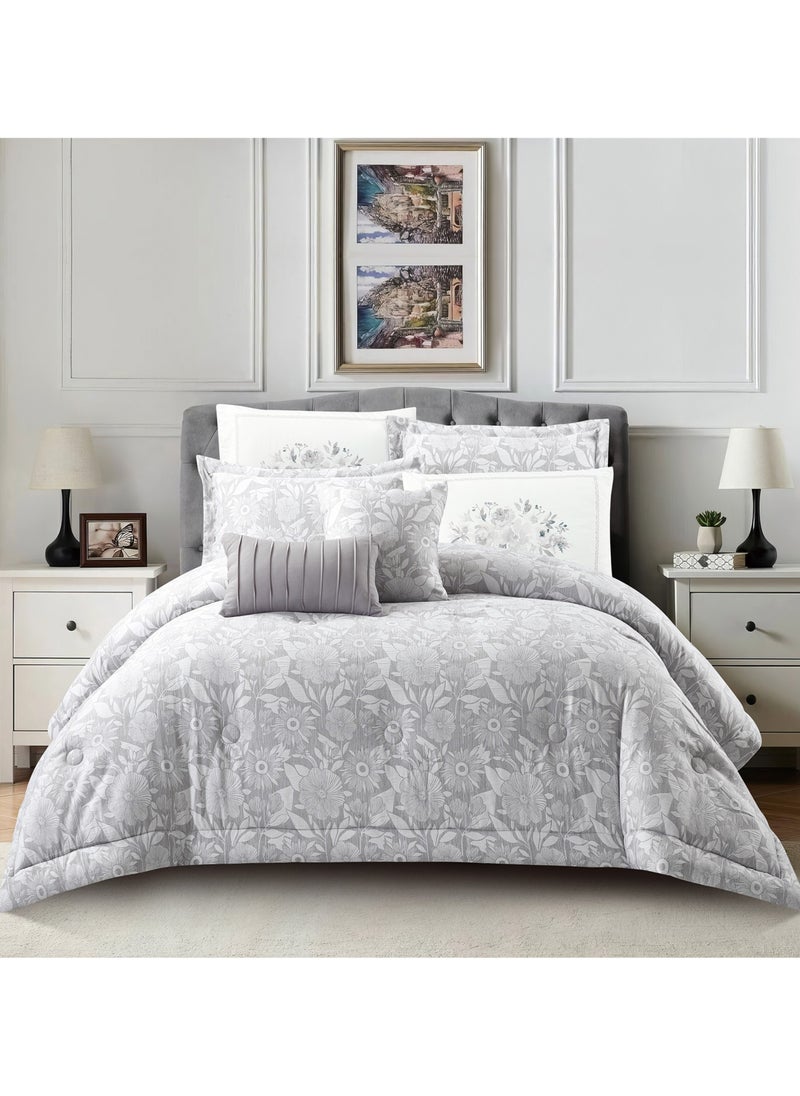 Bedding Comforter Set 5-Pcs Single Size Solid Yarn Dyed Bed Set Fits (120 x 200 Cm) All Season 350GSM Feather Silk Fill,Silver - pzsku/ZAB3F88009B9E9A3D4FEDZ/45/_/1720166902/40c036dc-af01-40ee-9fd3-9e1240c61fa2