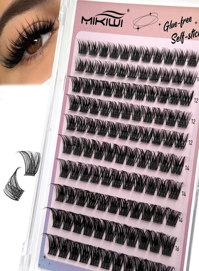 MIKIWI Self Adhesive Lash Clusters, No Glue Needed Wispy D-Curl Lash Clusters 10-16mm Pre Glued Eyelashes Clusters No Residue Self Adhesive Eyelashes - Image 1