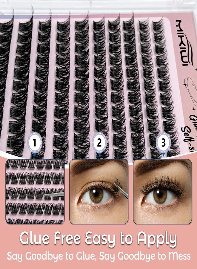 MIKIWI Self Adhesive Lash Clusters, No Glue Needed Wispy D-Curl Lash Clusters 10-16mm Pre Glued Eyelashes Clusters No Residue Self Adhesive Eyelashes - Image 5
