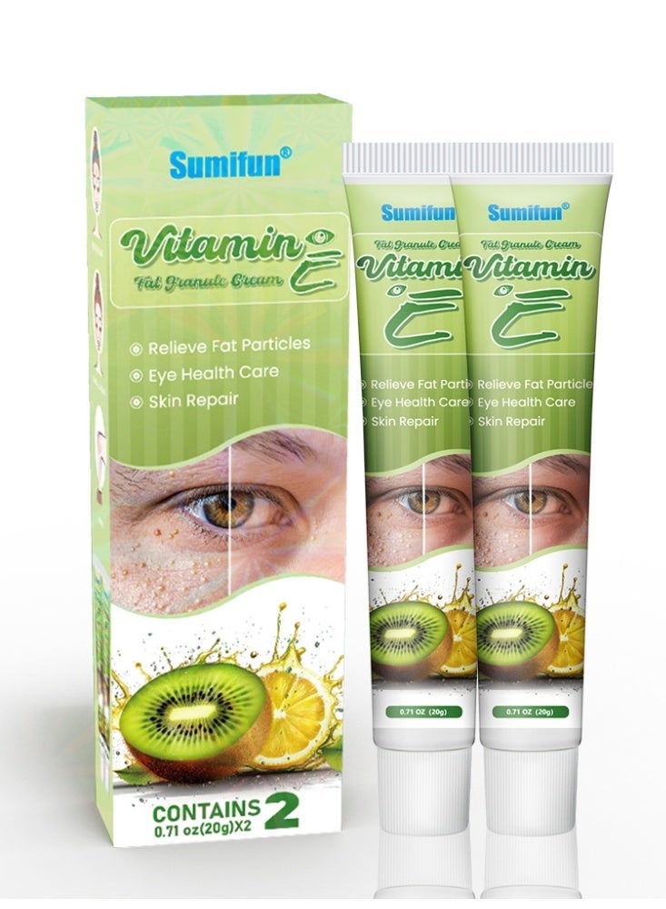 Sumifun 2-Pcs Vitamin E Fat Granule Cream Firms and Repairs Skin Around Eyes Eye Health Support Effective Removal of Fat Particles Granules Specific Eye Care Under Eye Care Cream 20g - Image 2