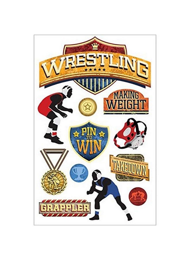 Paper House Productions Stdm206E 3D Stickers Wrestling