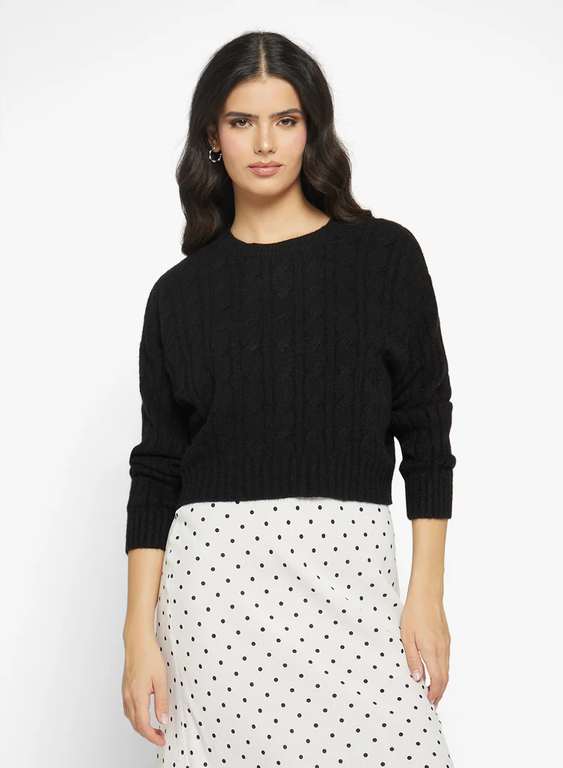 جينجر Chunky Cable Knit Sweater