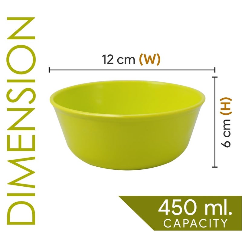 Wonder Homeware Sigma 500 Unbreakable BPA Free Plastic Bowl Set for Cereal, Salad, Rice, Soup, Pasta, Snack Bowl, Microwave Safe, Dishwasher Safe, 3 Pcs, 450 ml (Green Yellow Red) - Image 2