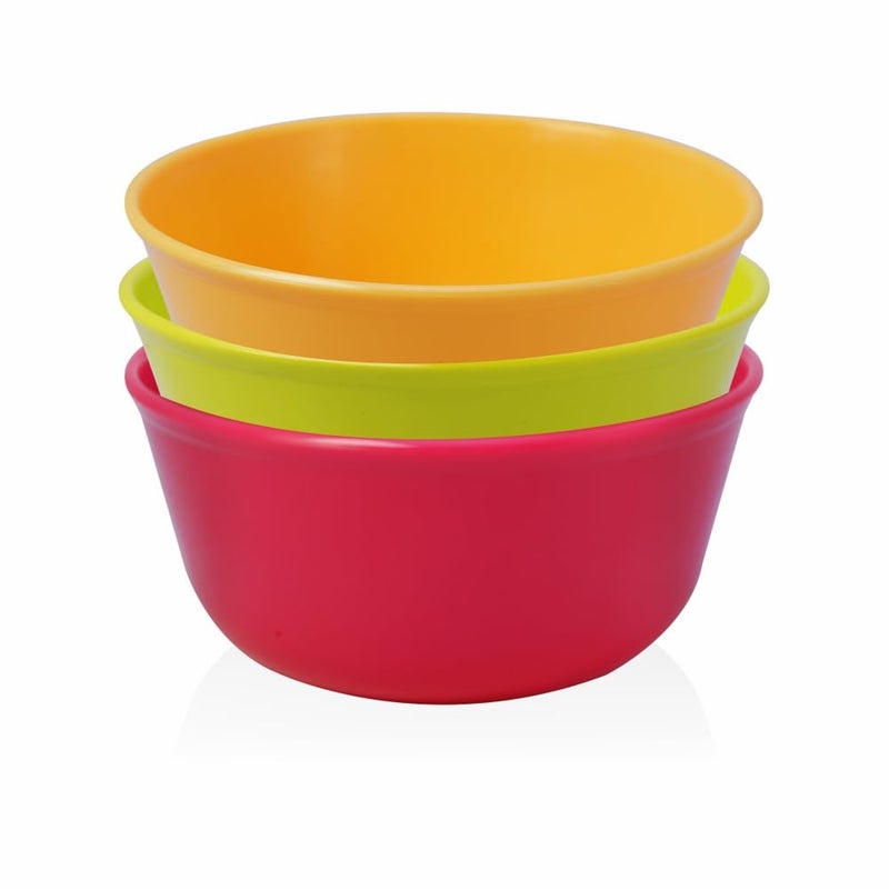Wonder Homeware Sigma 500 Unbreakable BPA Free Plastic Bowl Set for Cereal, Salad, Rice, Soup, Pasta, Snack Bowl, Microwave Safe, Dishwasher Safe, 3 Pcs, 450 ml (Green Yellow Red) - Image 1
