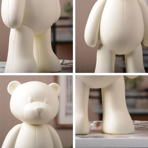 NENBOLEC Bear Sculpture Statue Animal Figurine Gift Home Decor Modern Art for Living Room Bedroom Polyresin White 12 Inch - Image 3