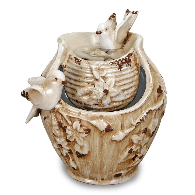 Foreside Home and Garden Foreside Home & Garden Distressed Bird Bath Indoor Water Fountain With Pump - Image 5
