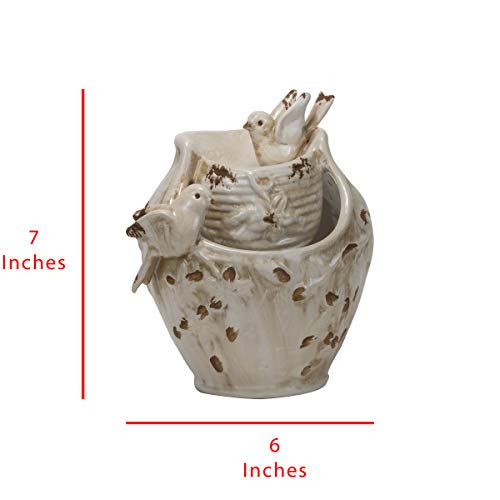 Foreside Home and Garden Foreside Home & Garden Distressed Bird Bath Indoor Water Fountain With Pump - Image 3