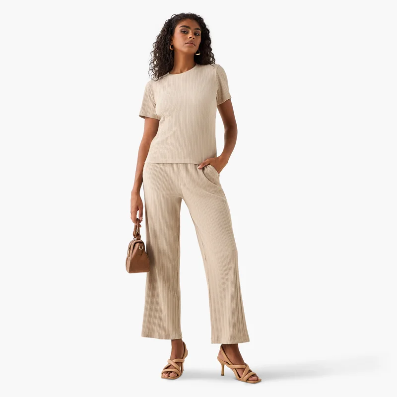 سبلاش فيڤ بنطلون واسع بأرجل مضلعة وجيوب