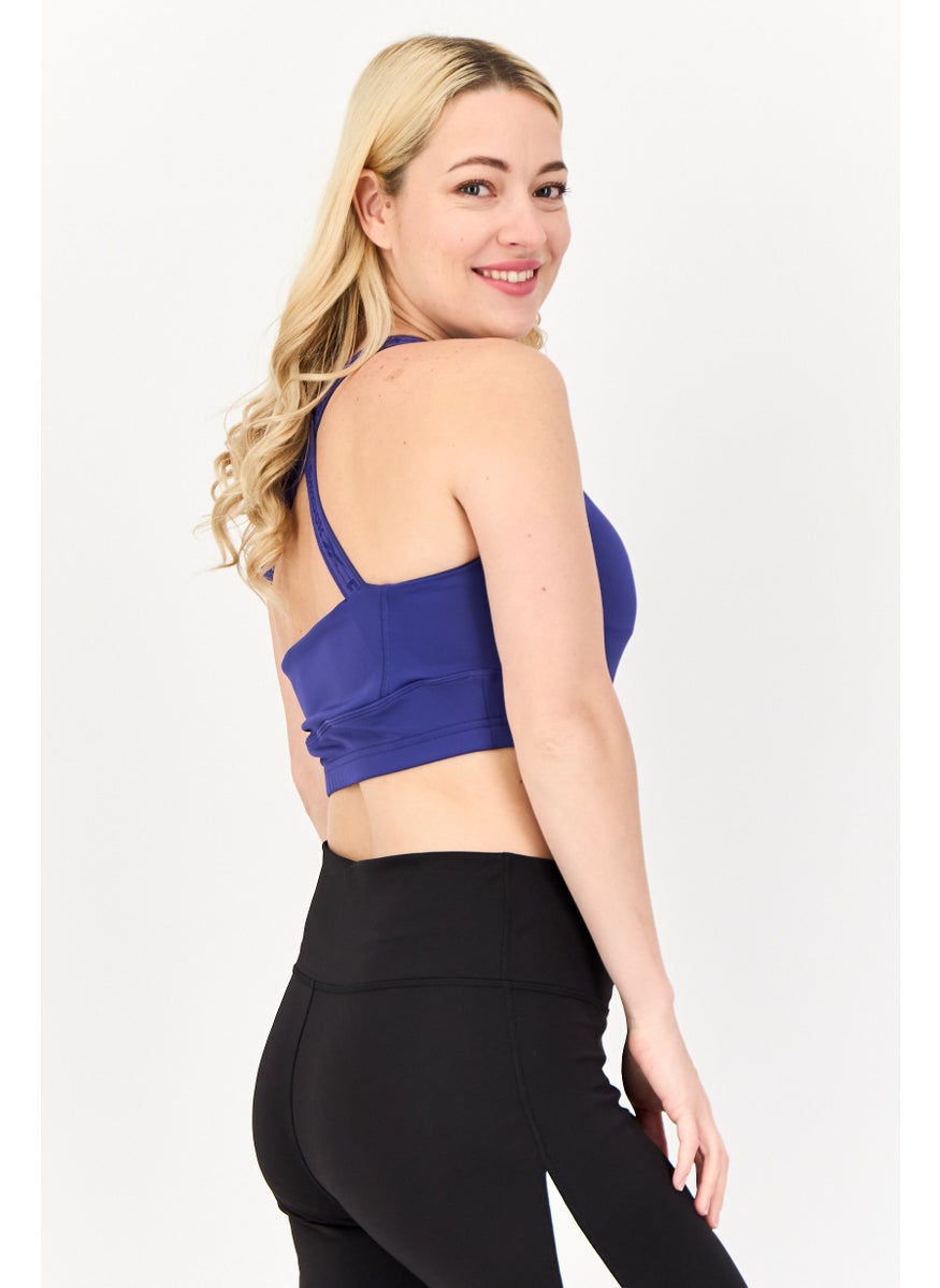 Reebok Women Brand Logo Padded Sports Bra, Dark Blue  - Image 2