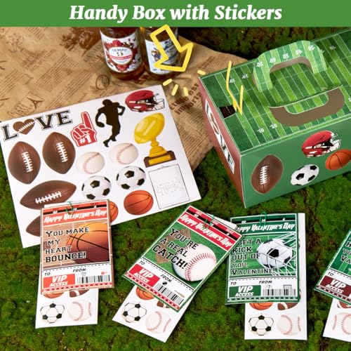 Homarkable Valentines Cards for Kids Classroom, 28 Pcs Sports Themed Valentines Cards and 1 Pcs Valentines Boxes for Kids, for Boys and Girls at School, Funny Valentines Day Gifts - Image 4