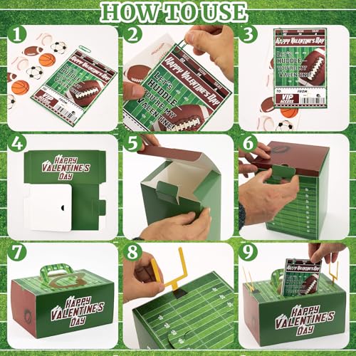 Homarkable Valentines Cards for Kids Classroom, 28 Pcs Sports Themed Valentines Cards and 1 Pcs Valentines Boxes for Kids, for Boys and Girls at School, Funny Valentines Day Gifts - Image 5