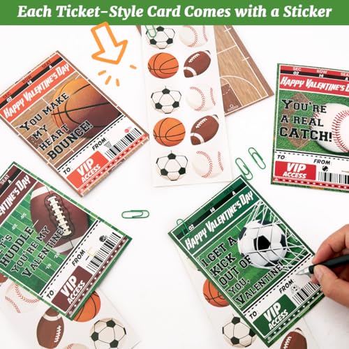 Homarkable Valentines Cards for Kids Classroom, 28 Pcs Sports Themed Valentines Cards and 1 Pcs Valentines Boxes for Kids, for Boys and Girls at School, Funny Valentines Day Gifts - Image 2