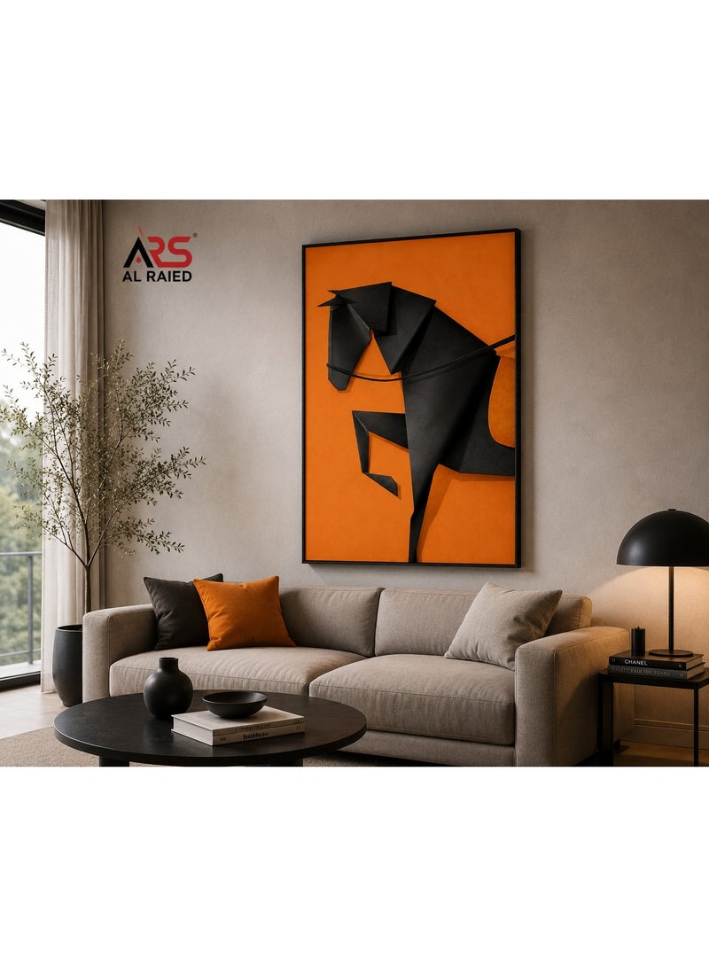 ARS Framed Abstract Horse Canvas, Black Horse Wall Art, Modern Animal Canvas Painting with Black Frame, Ready to Hang Wall Decor for Living Room, Bedroom & Office - Image 3