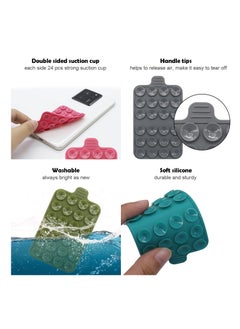 Excefore 4 Pack Double Sided Silicone Suction Phone Mount, Hands-Free Phone Accessories Holder, Non Slip Suction Cup Phone Mount, Suitable for Selfies and Videos (Pink, Mint Green, White, Grey)  - Image 5