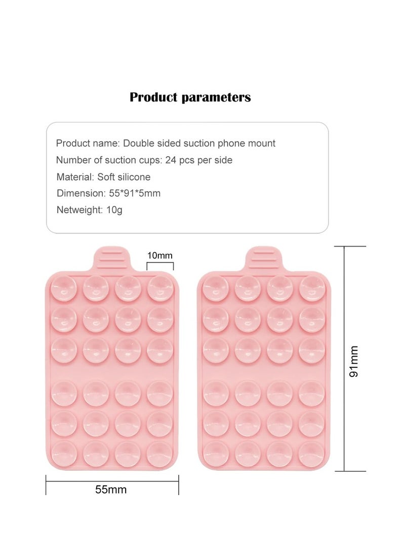4 Pack Double Sided Silicone Suction Phone Mount, Hands-Free Phone Accessories Holder, Non Slip Suction Cup Phone Mount, Suitable for Selfies and Videos (Pink, Mint Green, White, Grey)