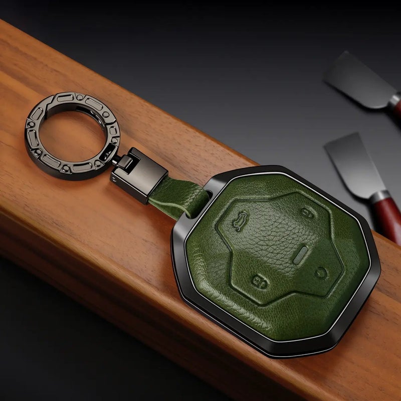 Zinc Alloy Leather Key Fob Protectors For Jetour Traveller T2/Jetour T2/Jetour T1 Keychain Remote Cover Shell Housing Fob Accessories (green) - Image 2