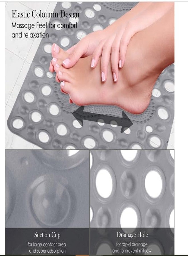 MVM Enterprise Premium PVC Silicone Shower Bath Mat Anti Slip Bathtub Bathroom Met with Suction Cup Drain Hole Anti Skid Non-Slippery Rubber Floormat for Toilet Kitchen - Image 3