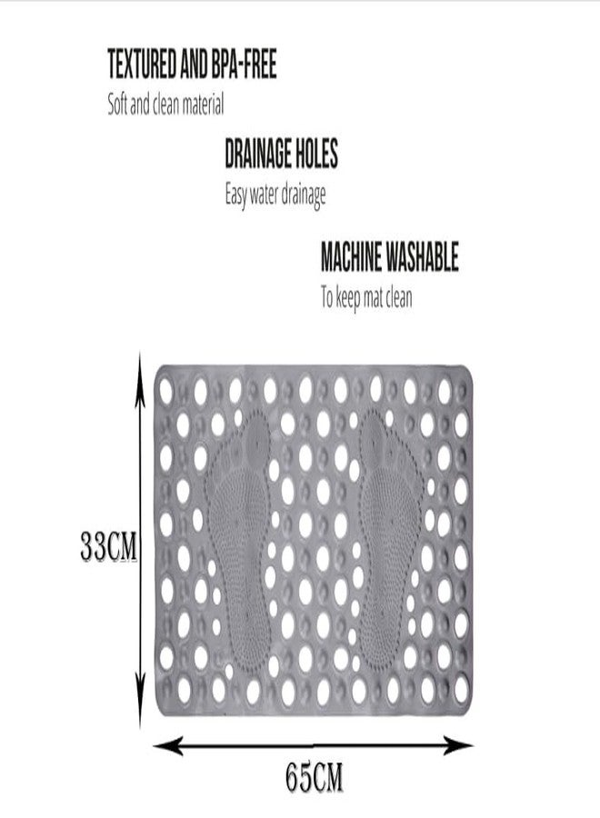 MVM Enterprise Premium PVC Silicone Shower Bath Mat Anti Slip Bathtub Bathroom Met with Suction Cup Drain Hole Anti Skid Non-Slippery Rubber Floormat for Toilet Kitchen - Image 2