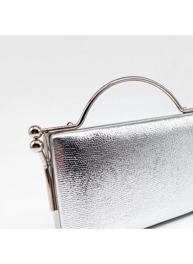 RODE Elegant Silver Evening Bag for Women – Glitter  Purse with Detachable Chain – Formal Party & Wedding Handbag - Image 2