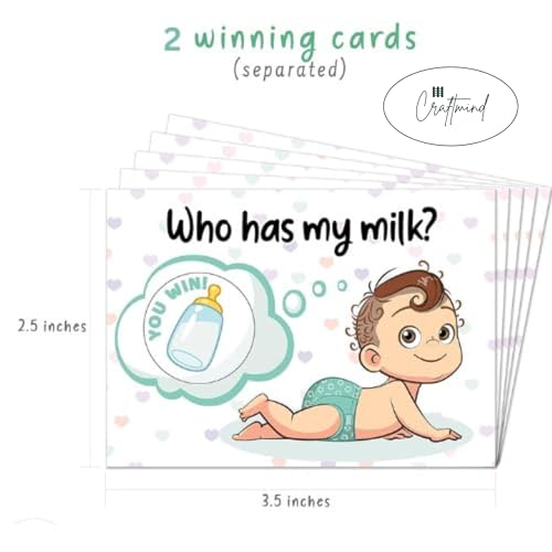 Craftmind Who has My Milk Baby Shower Scratch Off Game | 24 Cards - 2 Winner | Baby Shower Games | Who has My Milk - Image 3