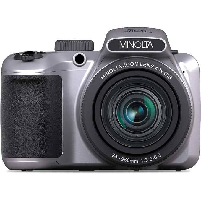 MINOLTA MN40Z 20 Mega Pixels 40x Optical Zoom Digital Camera with 1080p FHD Video, Silver, Bundle with 64GB Memory Card + Vlog Tripod + 4xAA Battery with Charger + Accessories - Image 2