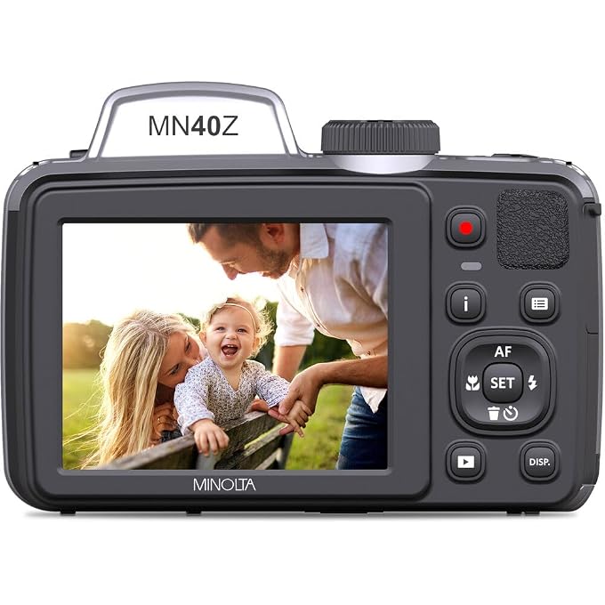 MINOLTA MN40Z 20 Mega Pixels 40x Optical Zoom Digital Camera with 1080p FHD Video, Silver, Bundle with 64GB Memory Card + Vlog Tripod + 4xAA Battery with Charger + Accessories - Image 3
