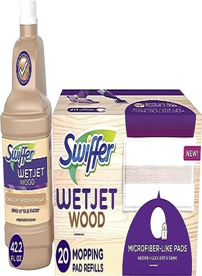 Swiffer مساحات سوفر ويجيت لتنظيف الأرضيات، منظف الأرضيات الخشبية، حزمة إعادة تعبئة المسح، تشمل: 20 وسادة، 1 محلول تنظيف - Image 2