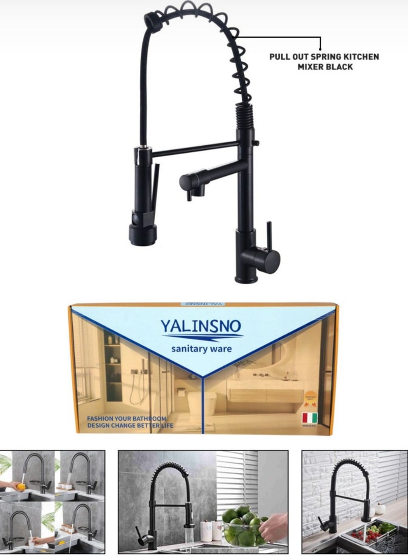 Yalin Luxury pullout sink taps pull out kitchen faucet matt black with pull down sprayer kitchen tap kitchen sink faucet - Image 5